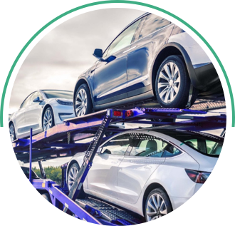 semi-truck carrying a a bunch of new cars
